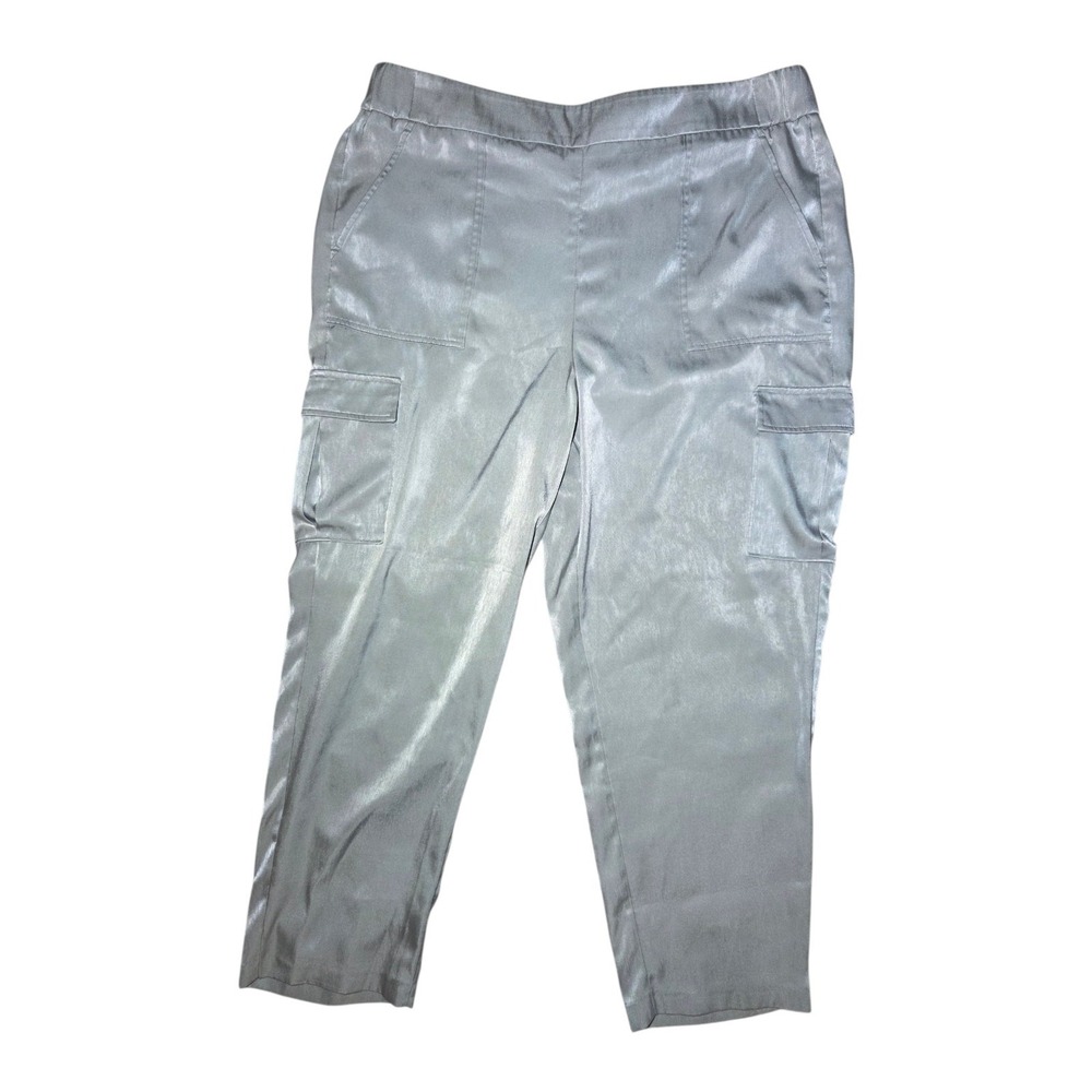 Apt 9 Light‎ Gray Satin Cargo High-Rise Pull-On Pants XL (37x26)